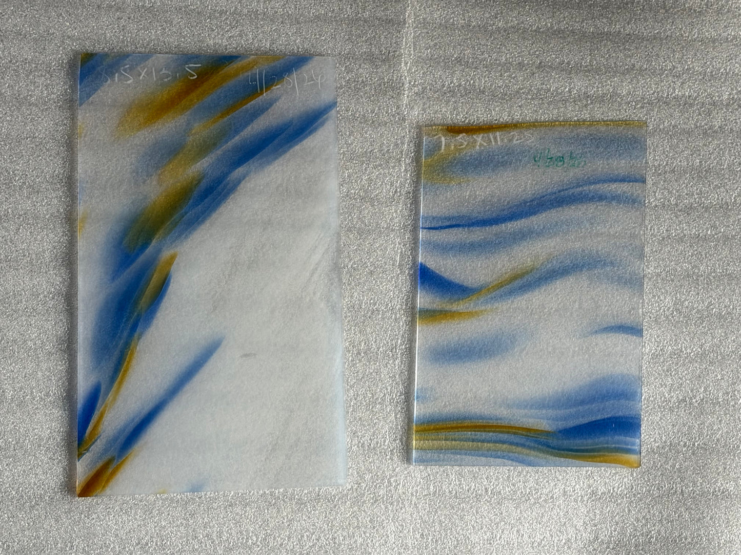 S2 Blue and Amber on Light White Opal