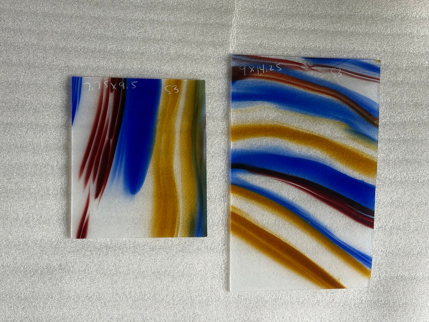 S3 Red, Blue, Amber on Light White Opal