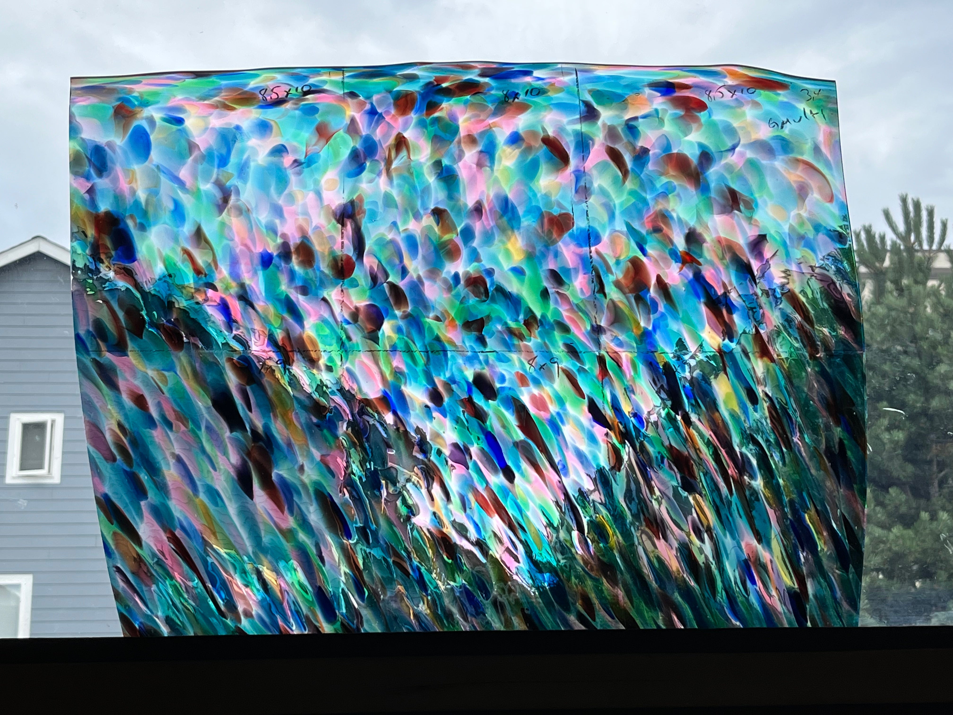 G Multi Multiple colors on clear transparent glass. – Fremont Antique Glass